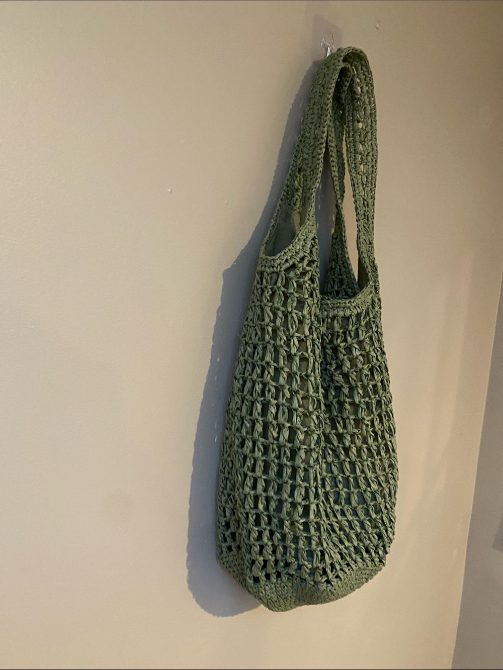 Haute Hippie Woven Crochet Slouchy Hobo Shoulder Bag in Sage Green - Picture 3 of 12